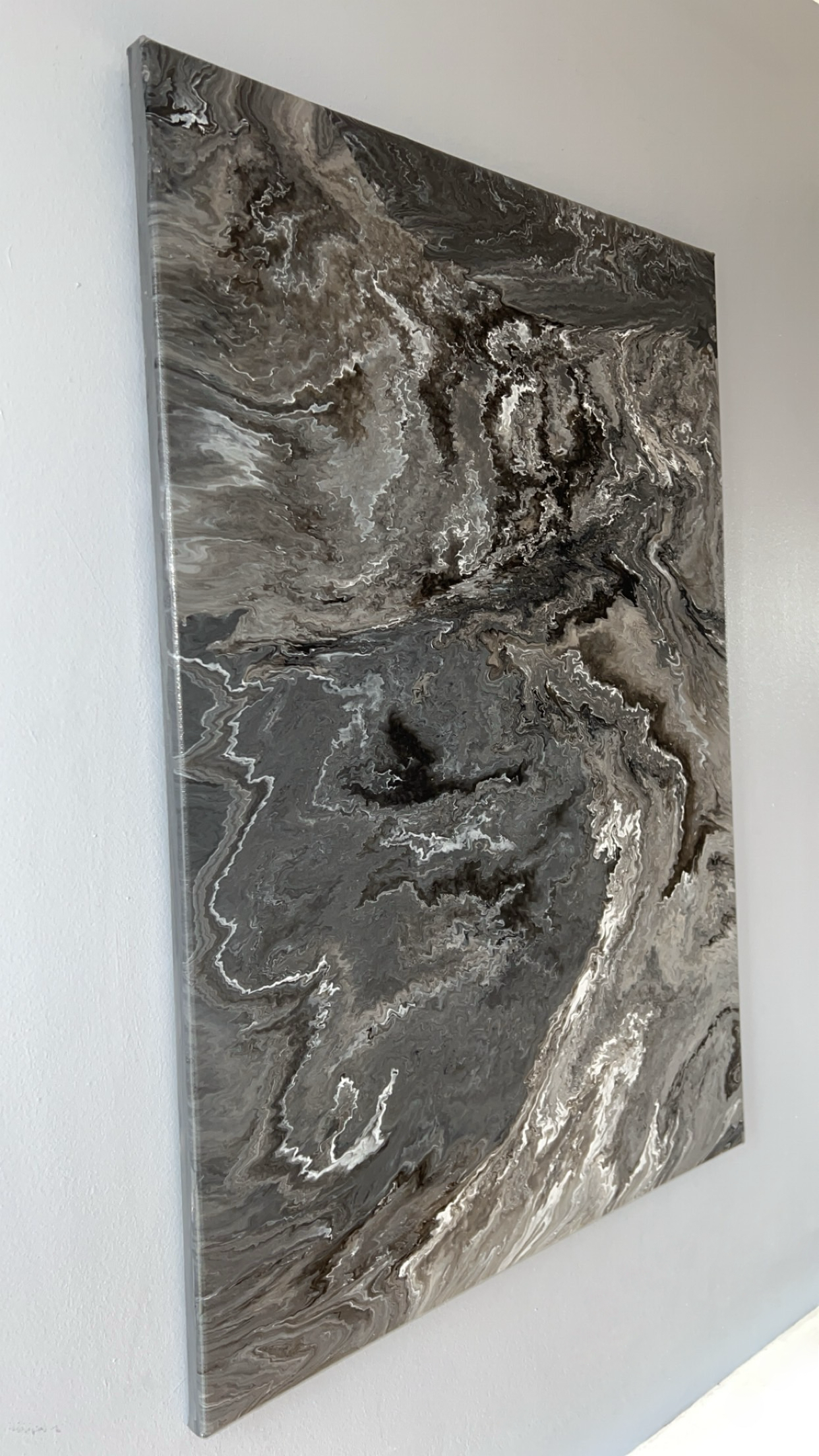 Pouring paint, large canvas painting