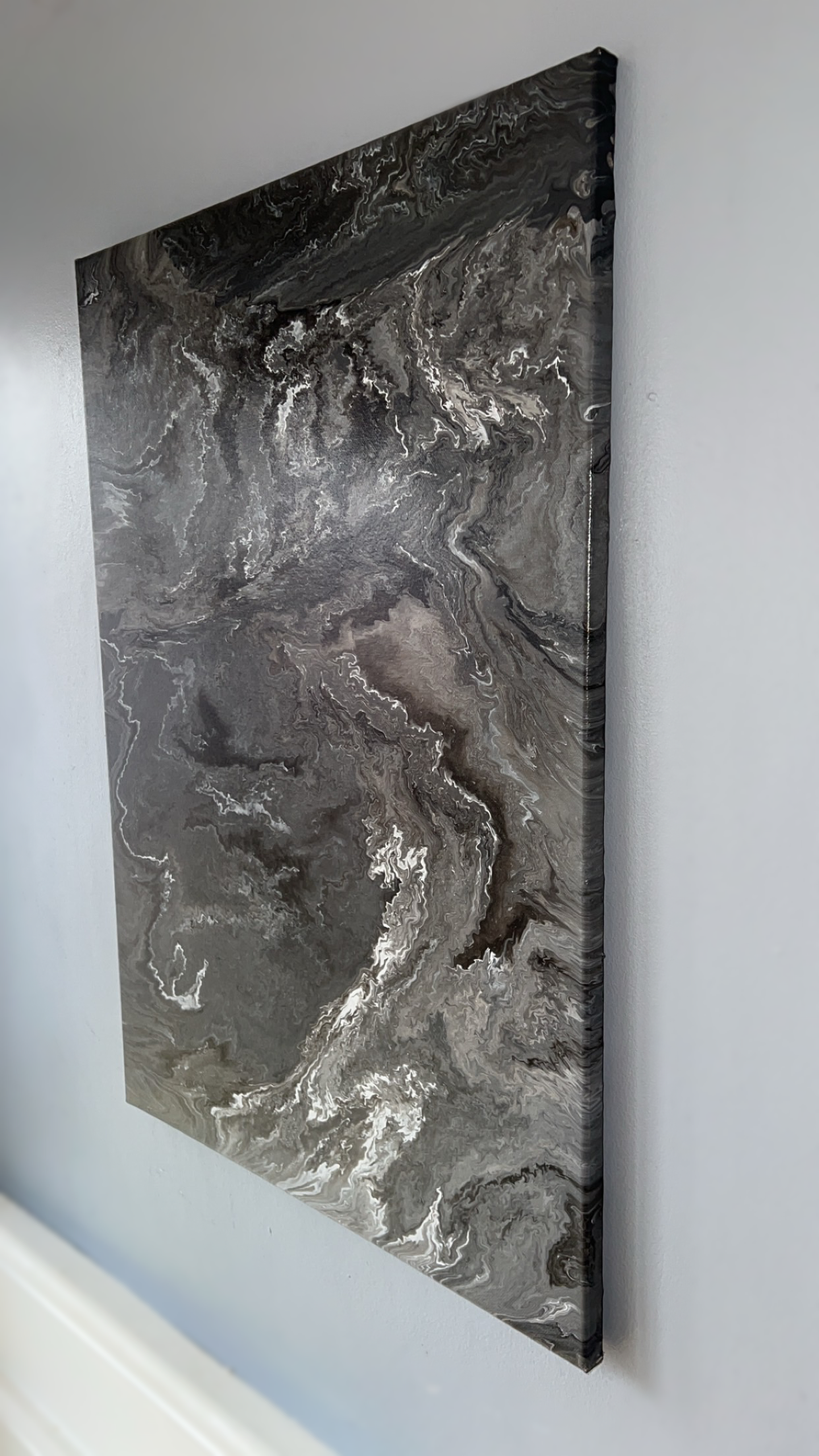 Pouring paint, large canvas painting